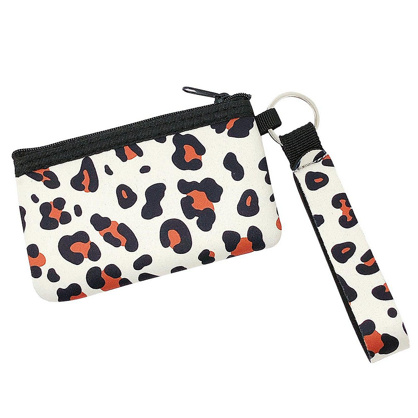 Wrapables Neoprene Mini Wristlet Wallet / Credit Card ID Holder with Lanyard, Leopard Image