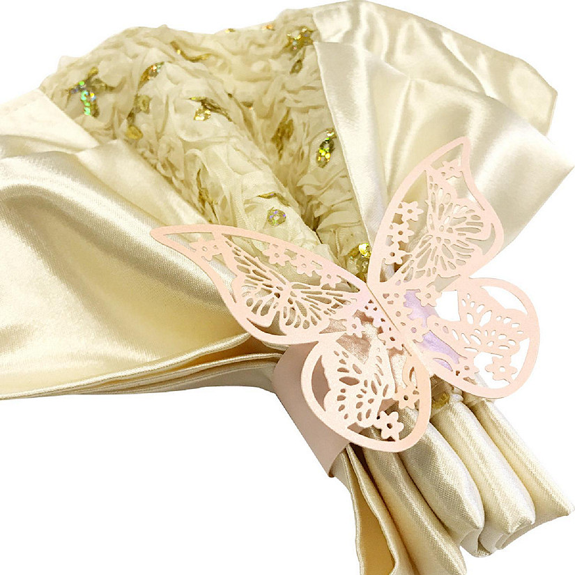 Wrapables Pink Butterflies Wedding Decor Napkin Rings (Set of 50) Image