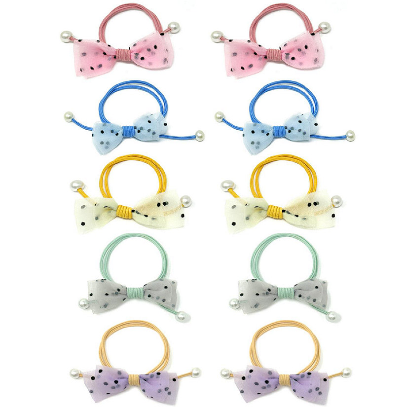 Wrapables Polka Dots & Faux Pearls Hair Ties (Set of 10) Image