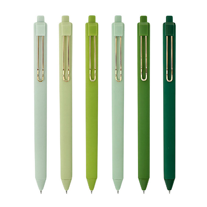 Wrapables Retractable Black Ink Gel Pens, 0.5mm Fine Point (Set of 6), Green Image