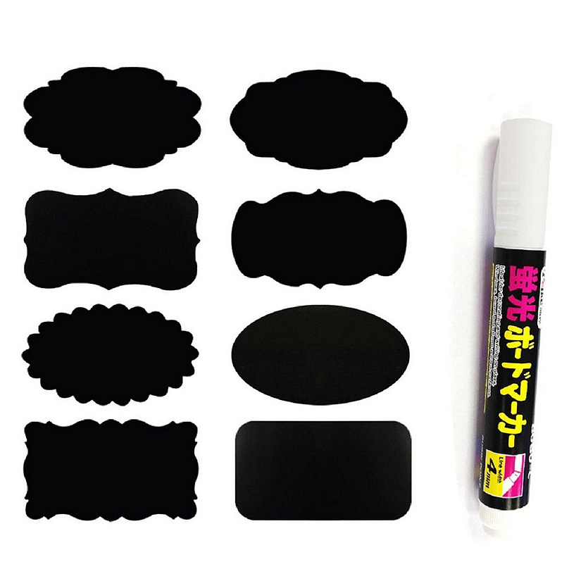 Wrapables Set of 32 Chalkboard Labels / Chalkboard Stickers With White Chalk Pen- 2 " x 1.25 " Image