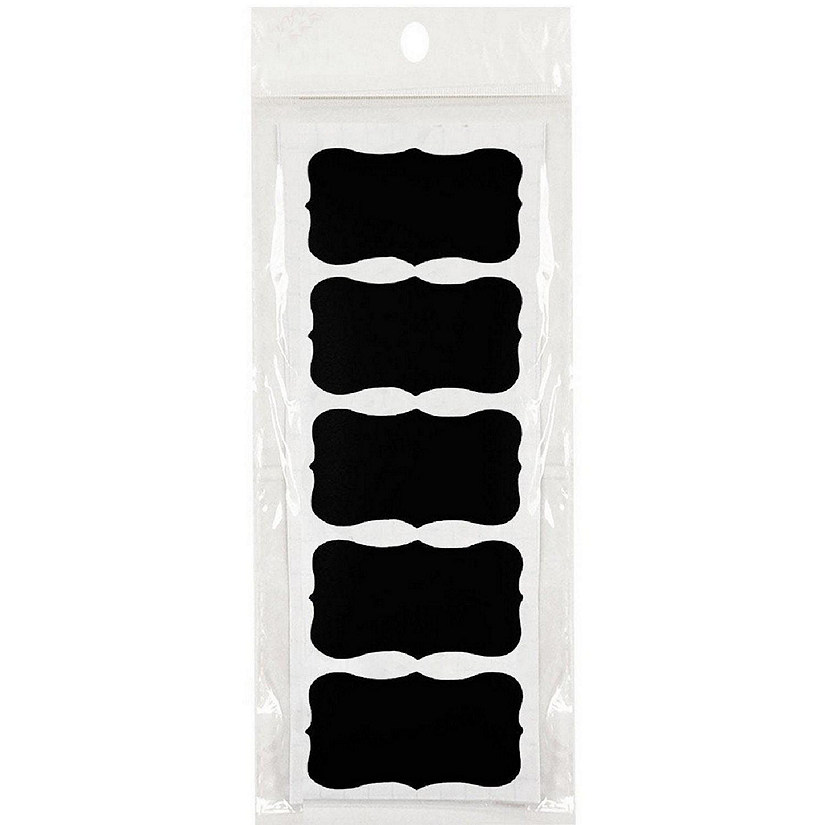 Wrapables Set of 40 Chalkboard Labels / Chalkboard Stickers, 2" x 1" Fancy Rectangle Image