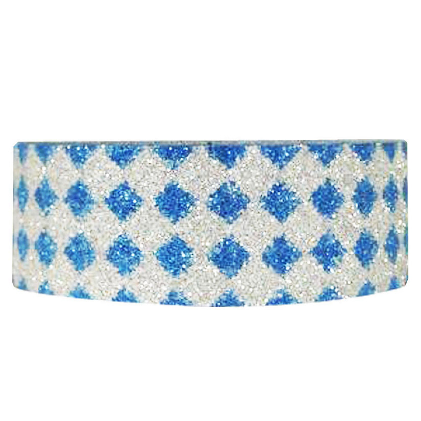 Wrapables Shimmer Washi Masking Tape, Blue Diamonds Image