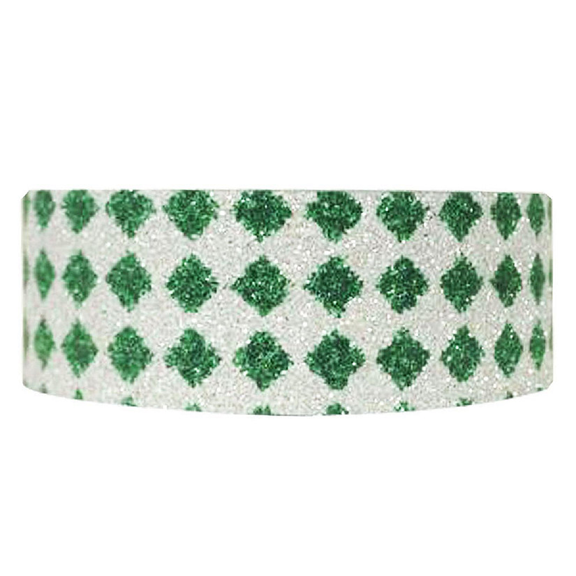Wrapables Shimmer Washi Masking Tape, Green Diamonds Image