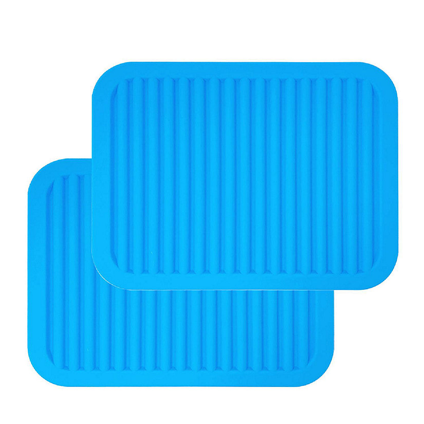Wrapables Silicone Trivet, Multi-use Durable Flexible Non-Slip Insulated Silicone Mat (Set of 2), Blue Image