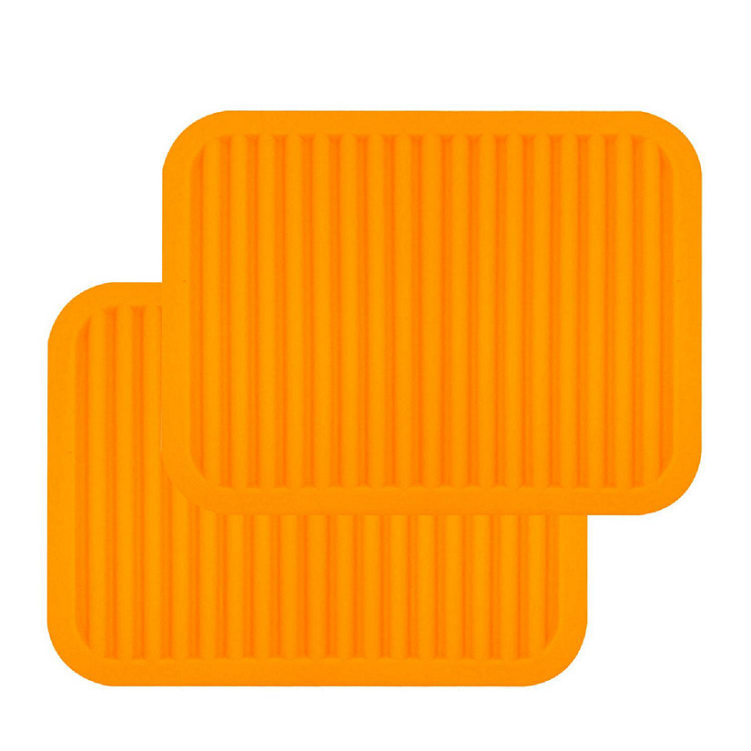 Wrapables Silicone Trivet, Multi-use Durable Flexible Non-Slip Insulated Silicone Mat (Set of 2), Orange Image