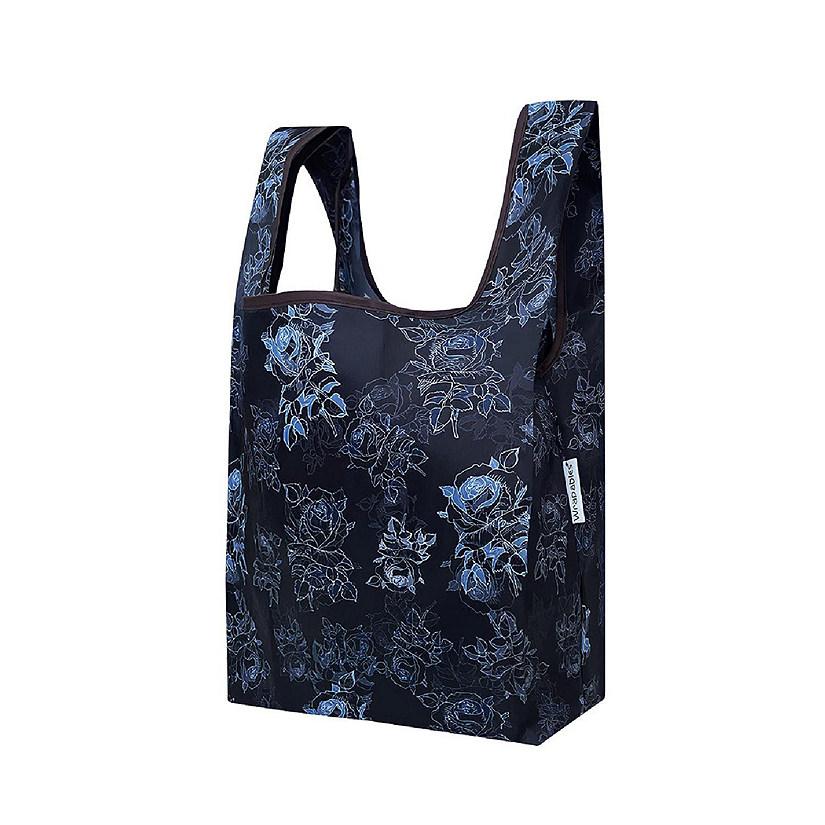 Wrapables Small JoliBag Nylon Reusable Grocery Bag, Black Rose Image