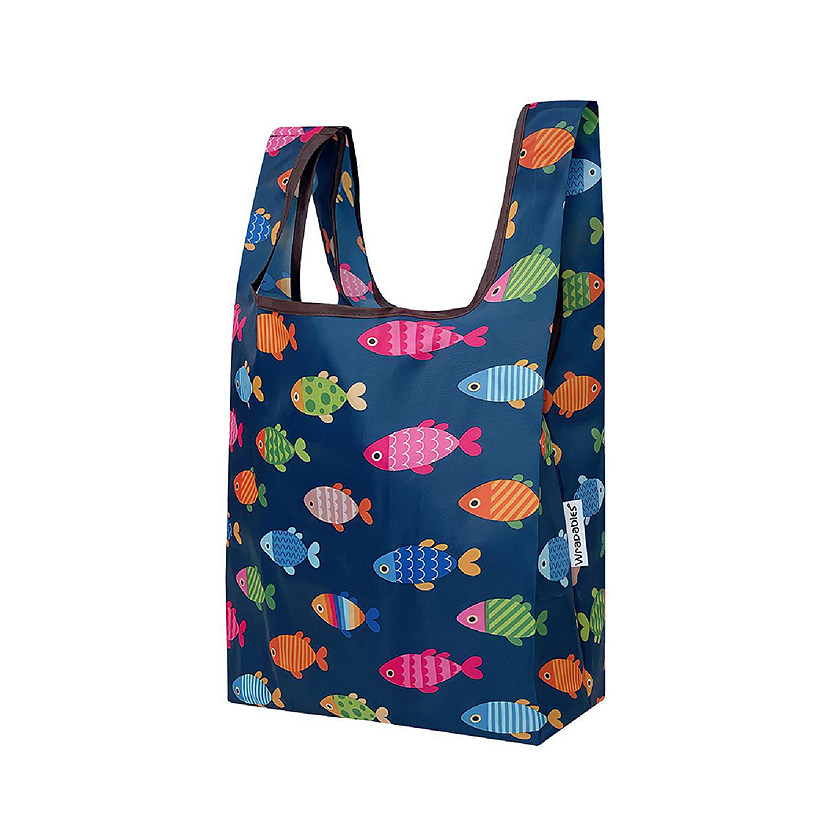 Wrapables Small JoliBag Nylon Reusable Grocery Bag, Colorful Fish Image