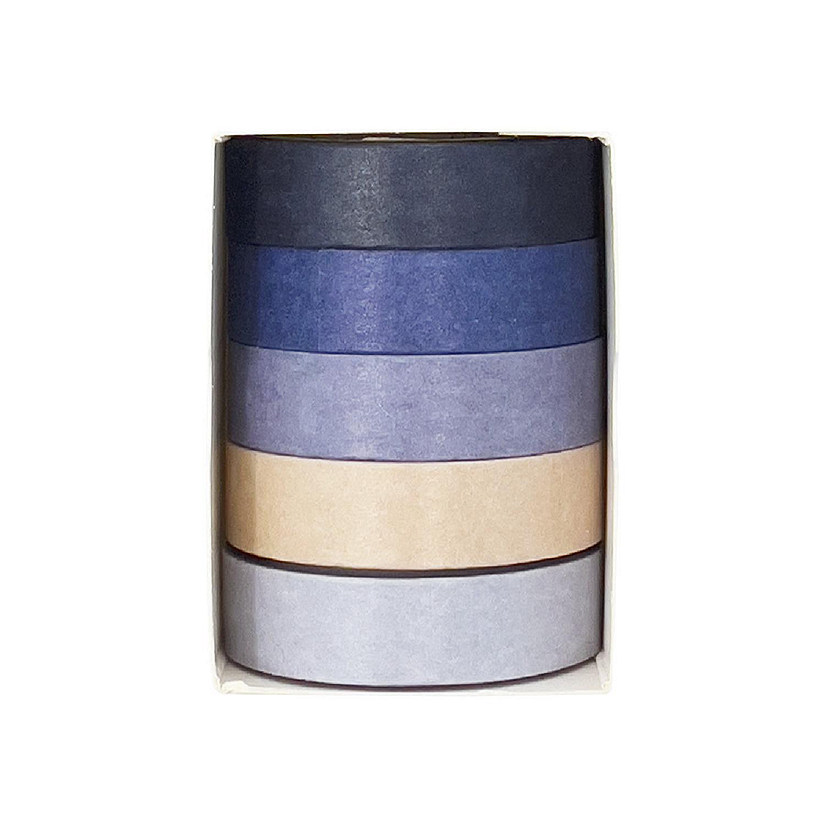 Wrapables Solid Color 10mm x 5M Washi Tape (Set of 5), Blue Image