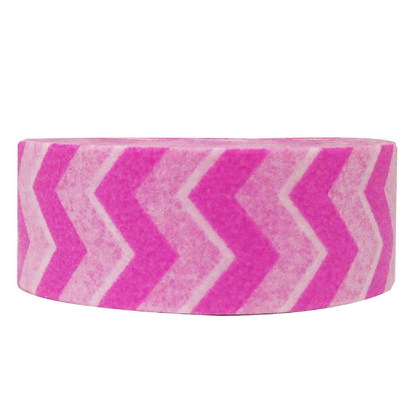 Wrapables Striped Washi Masking Tape, Hot Pink Short Chevron Image