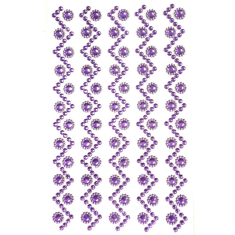 Wrapables Sunflower and Round Acrylic Self Adhesive Crystal Gem Stickers, Purple Image