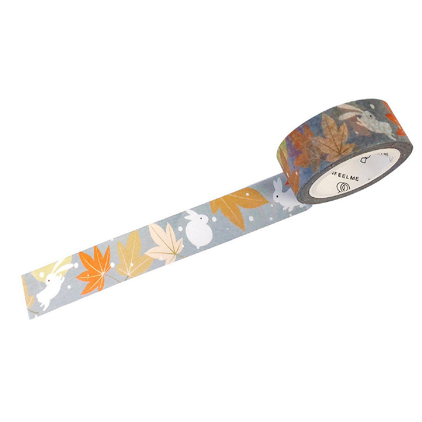 Wrapables&#174; Unique Designs 15mm x 7M Washi Masking Tape, Bunnies and Maple Leaves Image