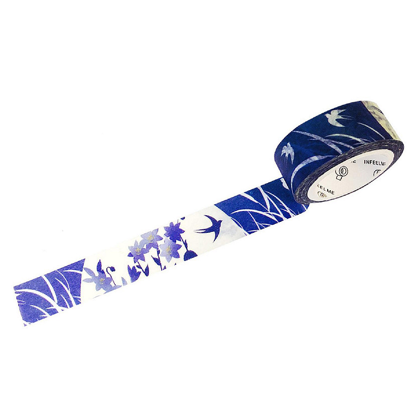 Wrapables&#174; Unique Designs 15mm x 7M Washi Masking Tape, Swallows in Moonlight Image