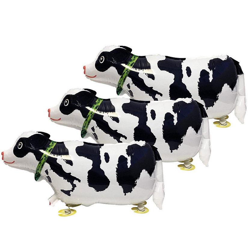 Wrapables Walking Animal Pet Balloon (Set of 3), Cow Image