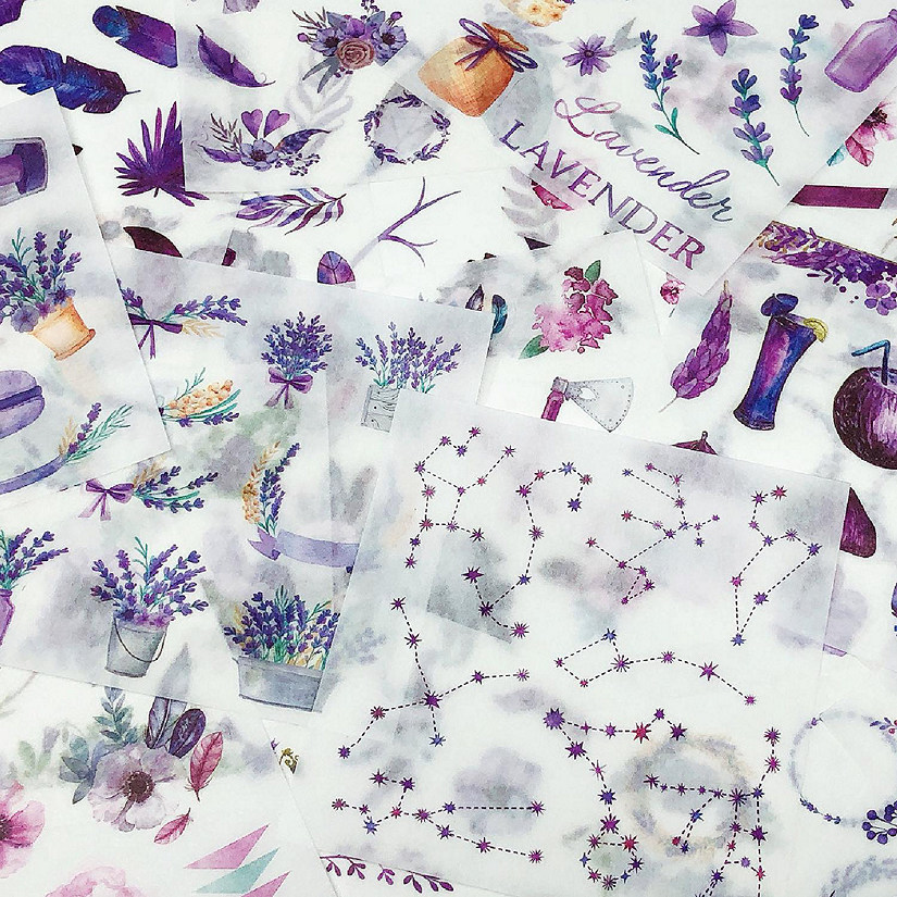 Wrapables Washi Scrapbooking Stickers Box Set, Lavender Celebration (20 sheets) Image