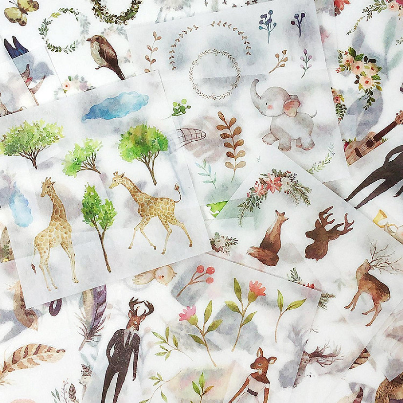 Wrapables Washi Scrapbooking Stickers Box Set, Wilderness Animals (20 sheets) Image