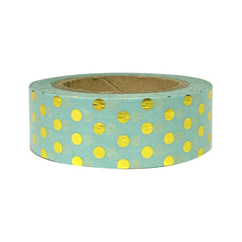 Wrapables Washi Tapes Decorative Masking Tapes, Gold and Light Green Dots Image