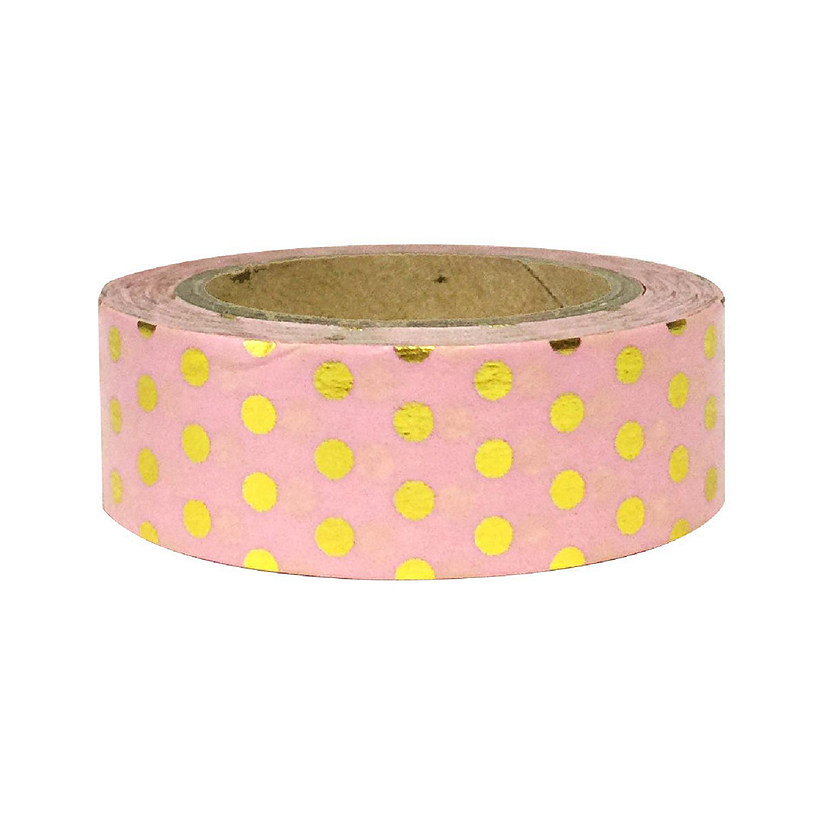 Wrapables Washi Tapes Decorative Masking Tapes, Gold and Pink Dots Image