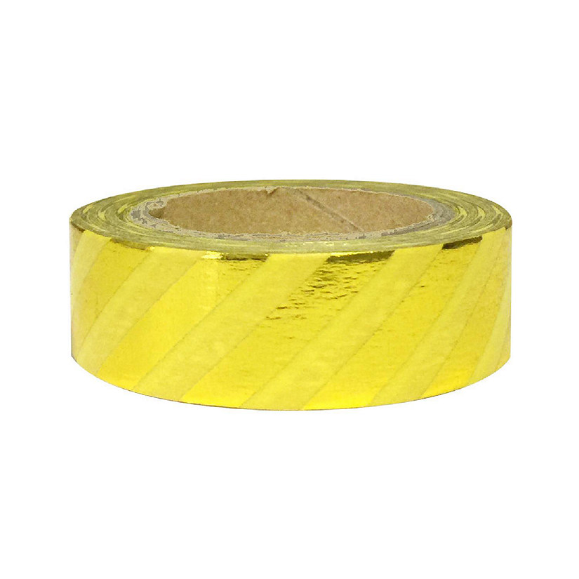 Wrapables Washi Tapes Decorative Masking Tapes, Gold and Yellow Slant Stripes Image
