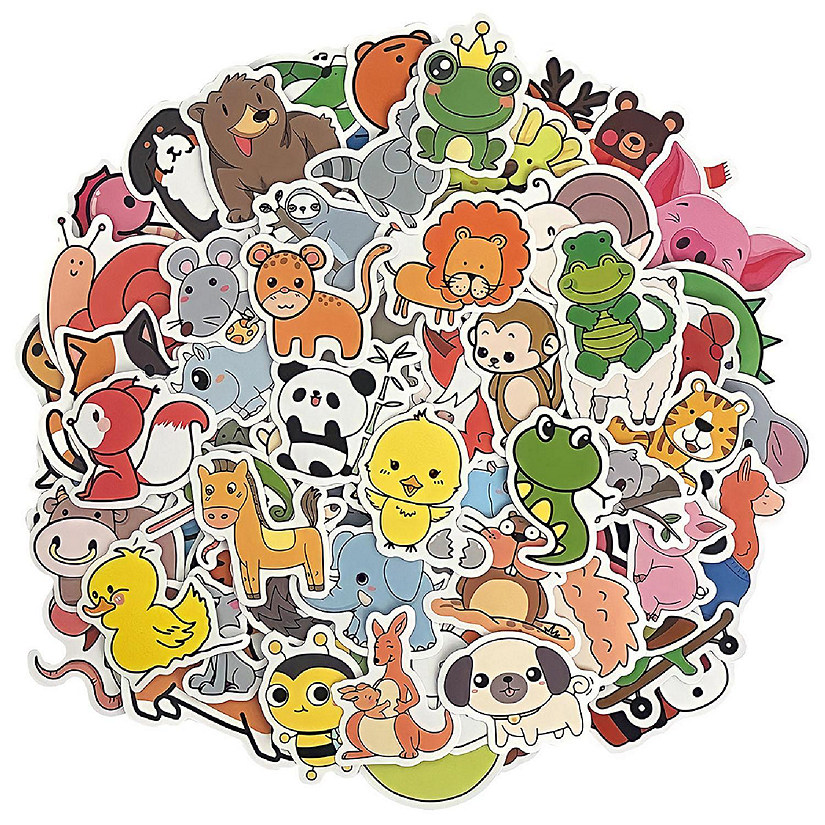 Wrapables Waterproof Vinyl Stickers for Water Bottles, Laptops, 100pcs, Baby Animals Image