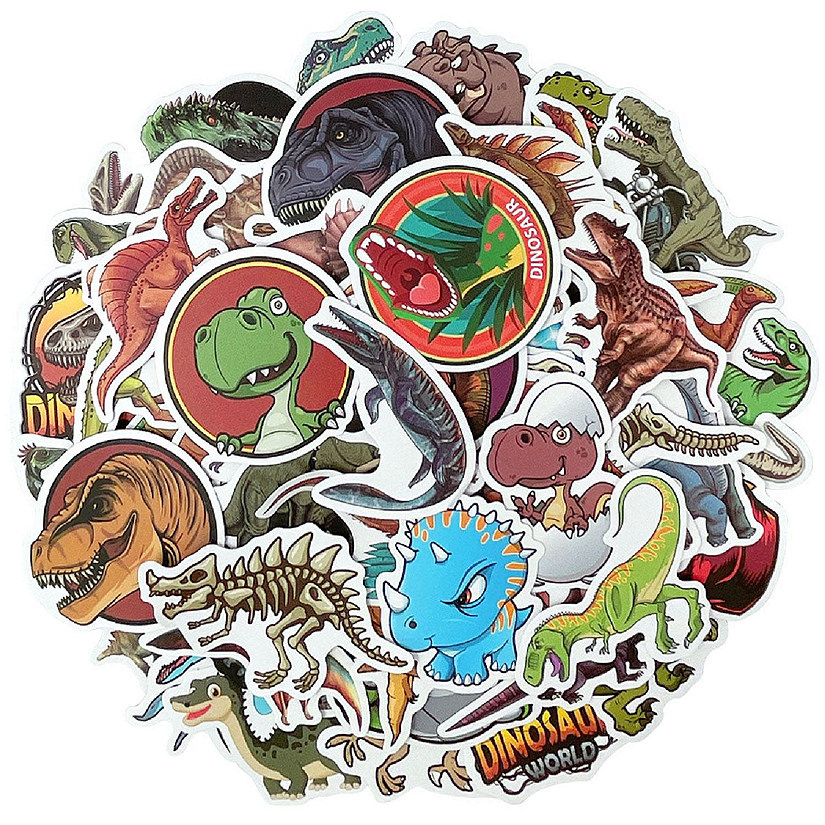Wrapables Waterproof Vinyl Stickers for Water Bottles, Laptops 80pcs, Dinosaurs Image