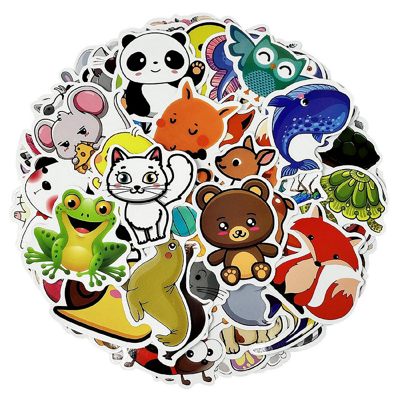 Wrapables Waterproof Vinyl Tiny Animals Stickers for Water Bottles, Laptop 100pcs Image