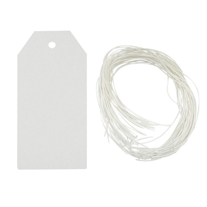 Wrapables White Original Gift Tags/Kraft Hang Tags with Free Cut Strings, (50pcs) Image