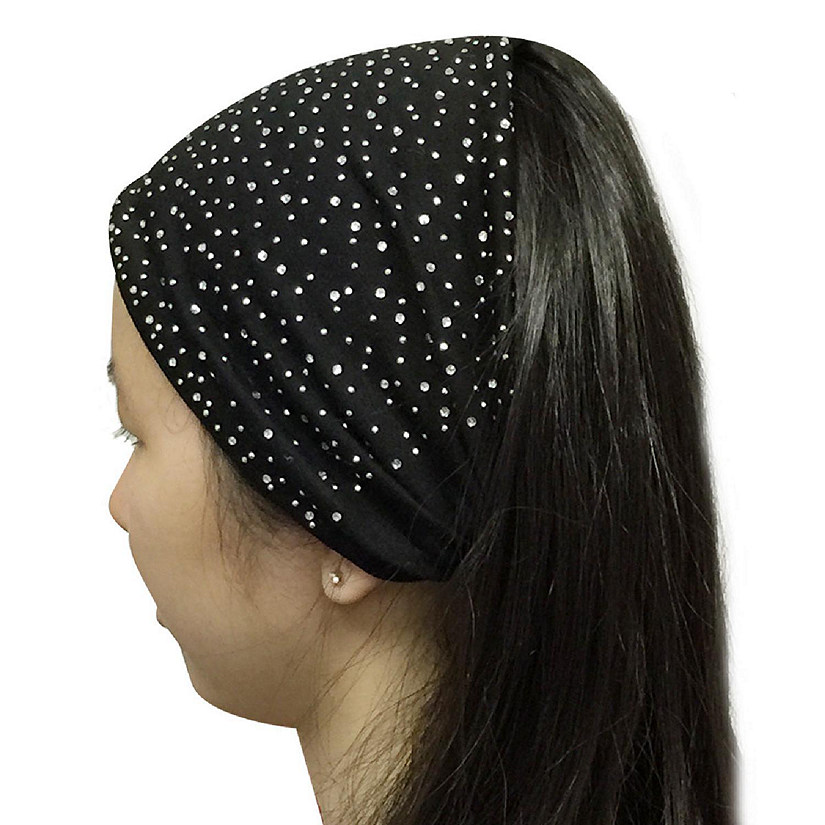 Wrapables Wide Headband Hair Accessory with Sparkles for Dress Up, Black Image