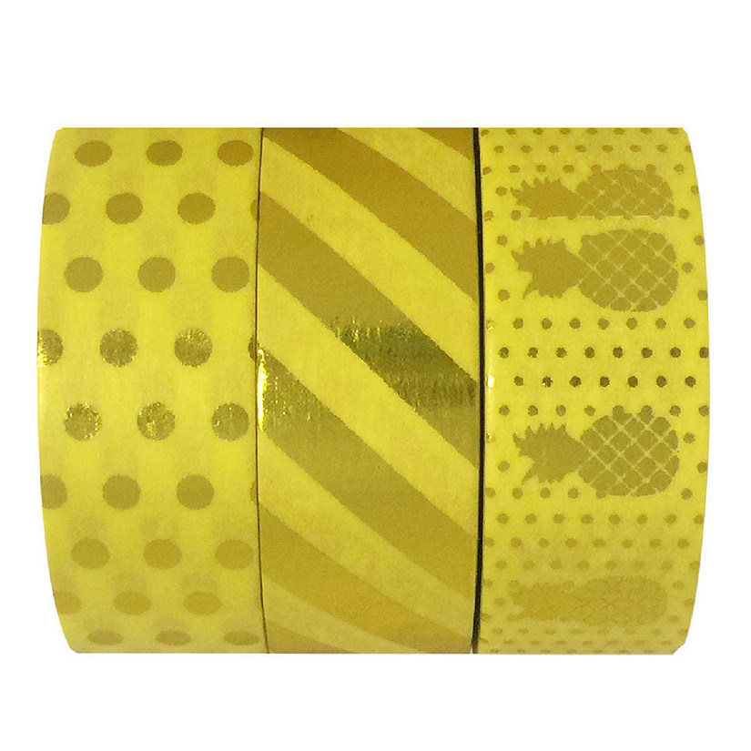 Wrapables Yellow Paradise 10M x 15mm Washi Masking Tape (set of 3) Image