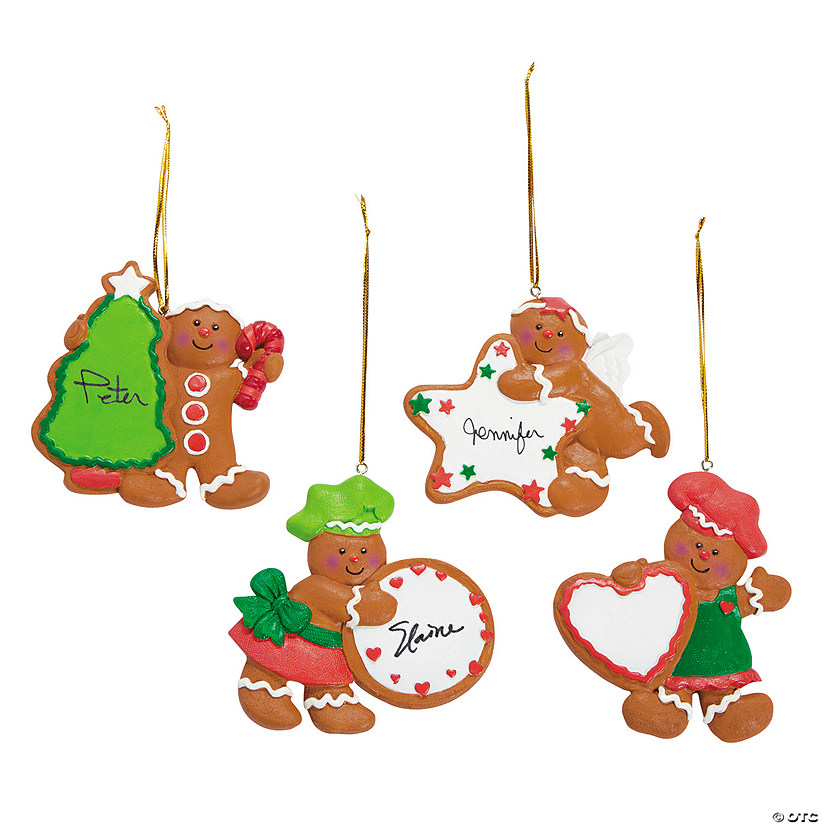 Write-A-Name Gingerbread Man Cookie Resin Christmas Ornaments - 12 Pc. Image