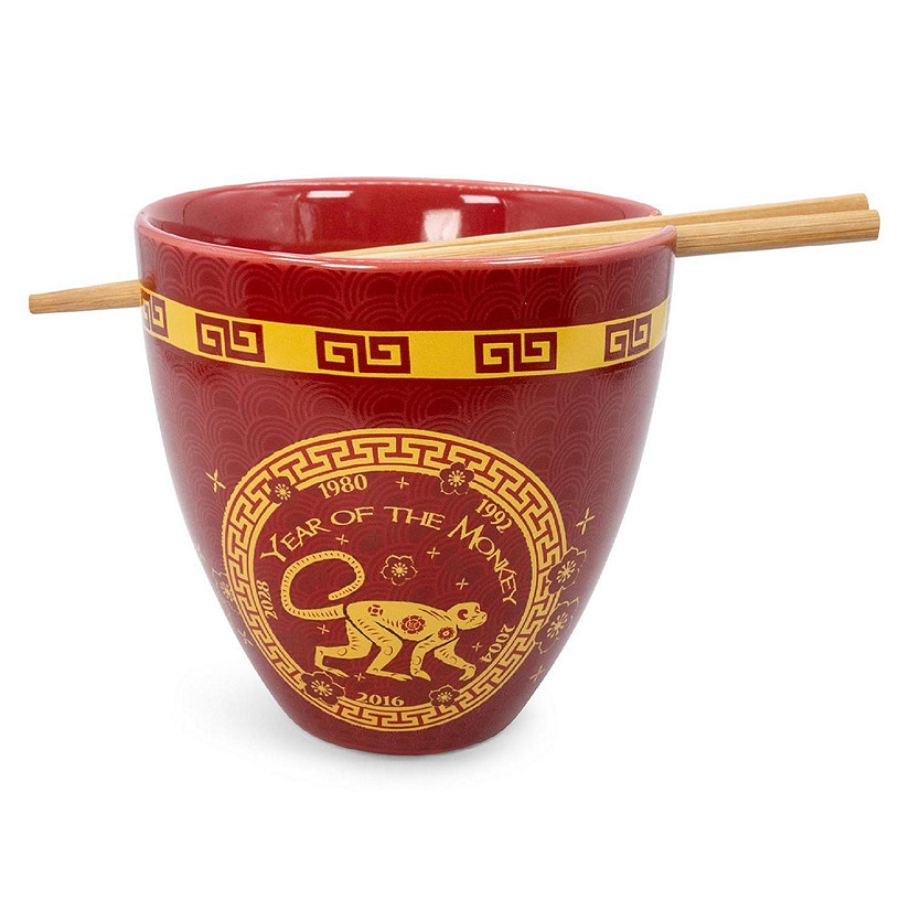 Year Of The Monkey Chinese Zodiac 16-Ounce Ramen Bowl and Chopstick Set Image