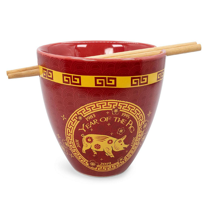 Year Of The Pig Chinese Zodiac 16-Ounce Ramen Bowl and Chopstick Set Image