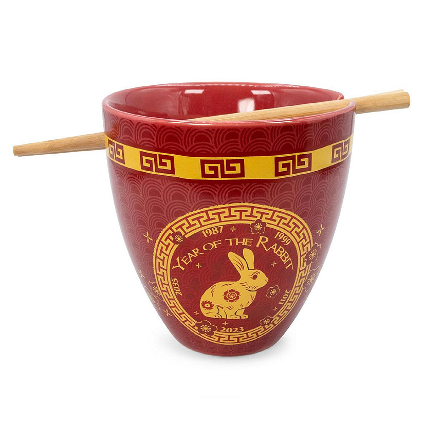 Year Of The Rabbit Chinese Zodiac 16-Ounce Ramen Bowl and Chopstick Set Image