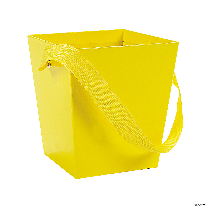 Yellow Candy Buckets with Ribbon Handle - 6 Pc. Image