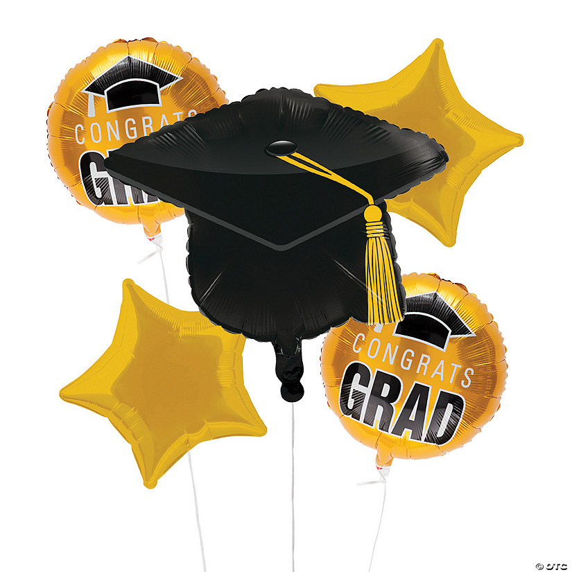 Yellow Graduation Congrats Grad Balloon Bouquet Kit - 14 Pc. Image