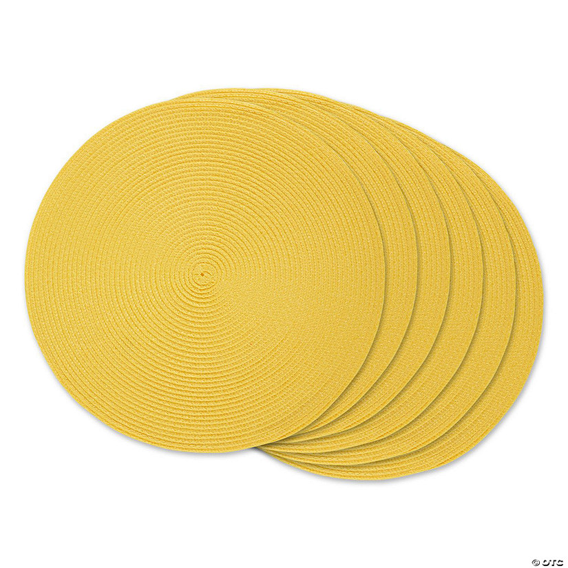 Yellow Round Polypropylene Woven Placemat (Set Of 6) Image