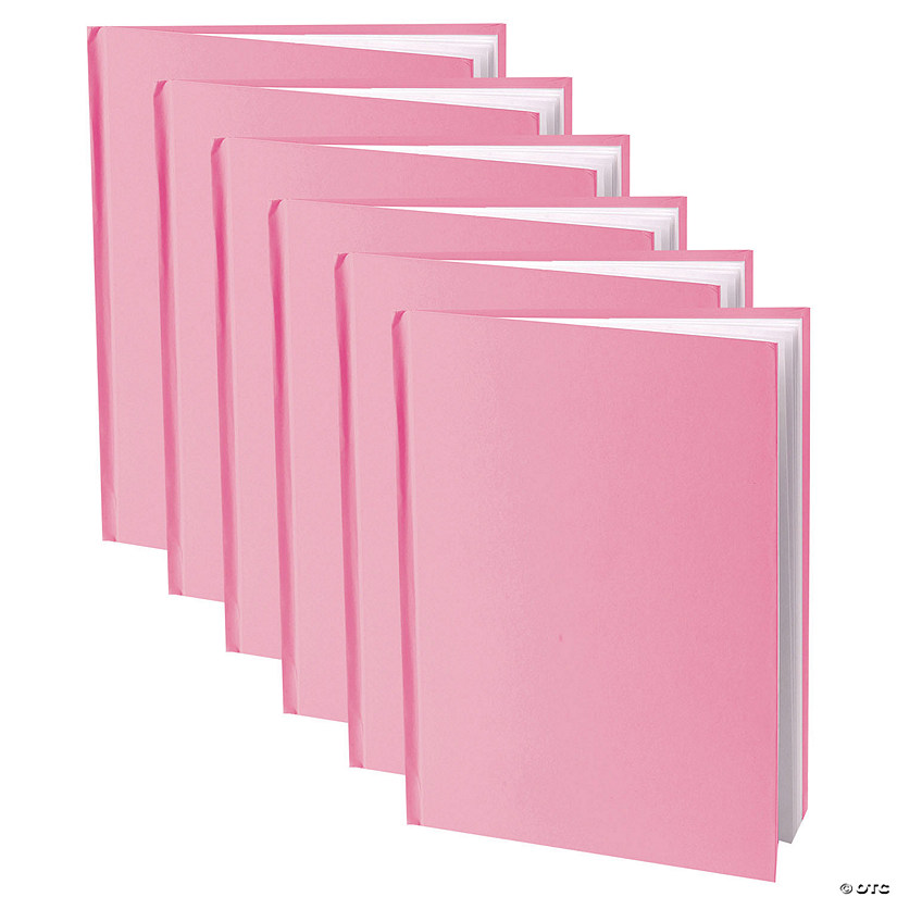 Young Authors Young Authors Pink Hardcover Blank Book, White Pages, 11"H x 8-1/2"W Portrait, 14 Sheets/28 Pages, Pack of 6 Image