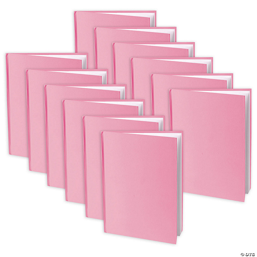 Young Authors Young Authors Pink Hardcover Blank Book, White Pages, 8"H x 6"W Portrait, 14 Sheets/28 Pages, Pack of 12 Image