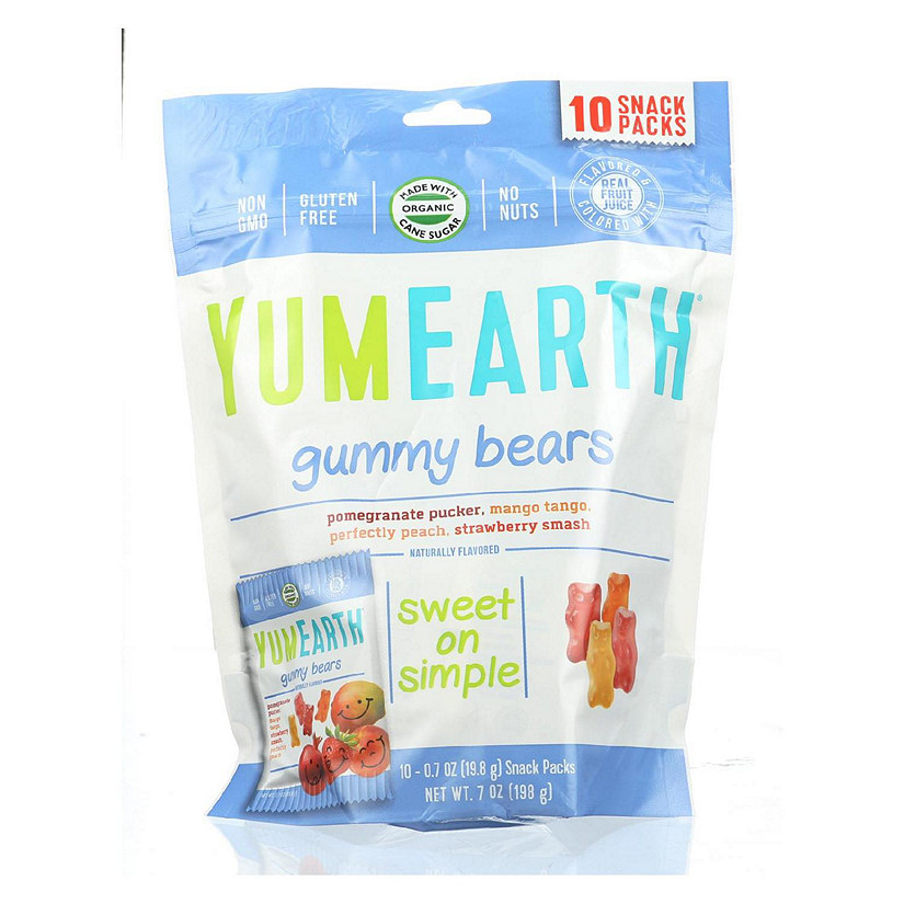Yummy Earth Organics Gummy Bears - Organic - Snack Pack - .7 oz - 10 Count - Case of 12 Image