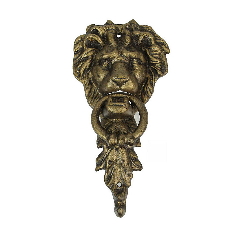 Zeckos 10 Inch Bronze Cast Iron Lion Vintage Door Knocker Decorative Home Decor Image