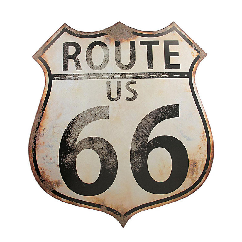 Zeckos Distressed Finish US Route 66 Metal Wall Sign Highway Image