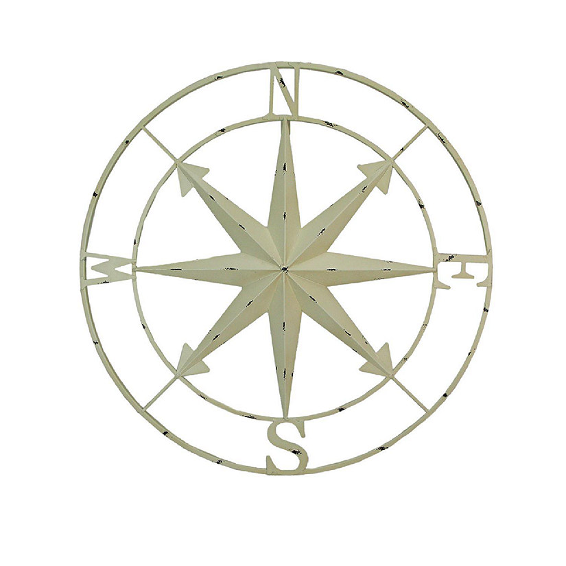 Zeckos Distressed Metal Indoor/Outdoor Nautical Compass Rose Wall D&#195;&#169;cor Hanging 28 Inch Image