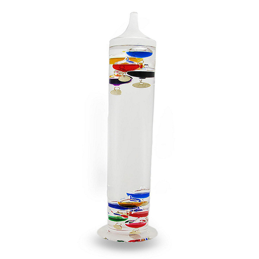Zeckos Glass Galileo Thermometer With 11 Colored Floating Vessels Image