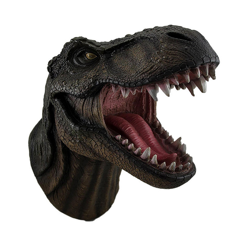 Zeckos Jurassic Jaws Snarling Tyrannosaurs Rex Wall Mounted Dinosaur Head Bust Sculpture T-Rex Decor Image