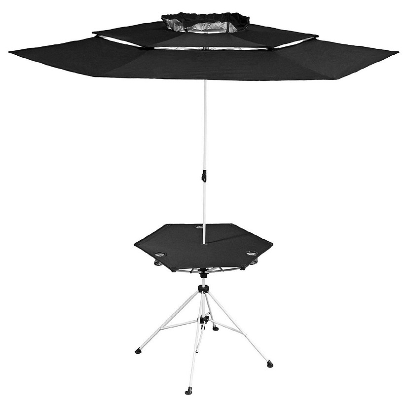 Zenithen Limited Black Roof Outdoor Folding Transportable Canopy Table With Cup Holders (OCP30S) Image