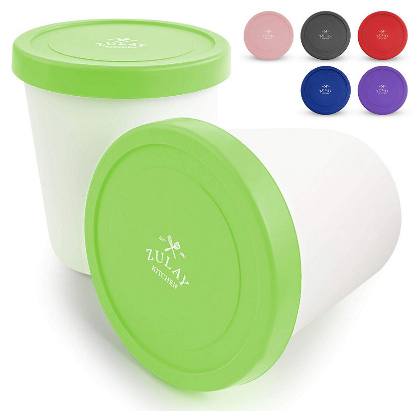 Zulay Kitchen Ice Cream Containers 2 Pack - 1 Quart Green Image
