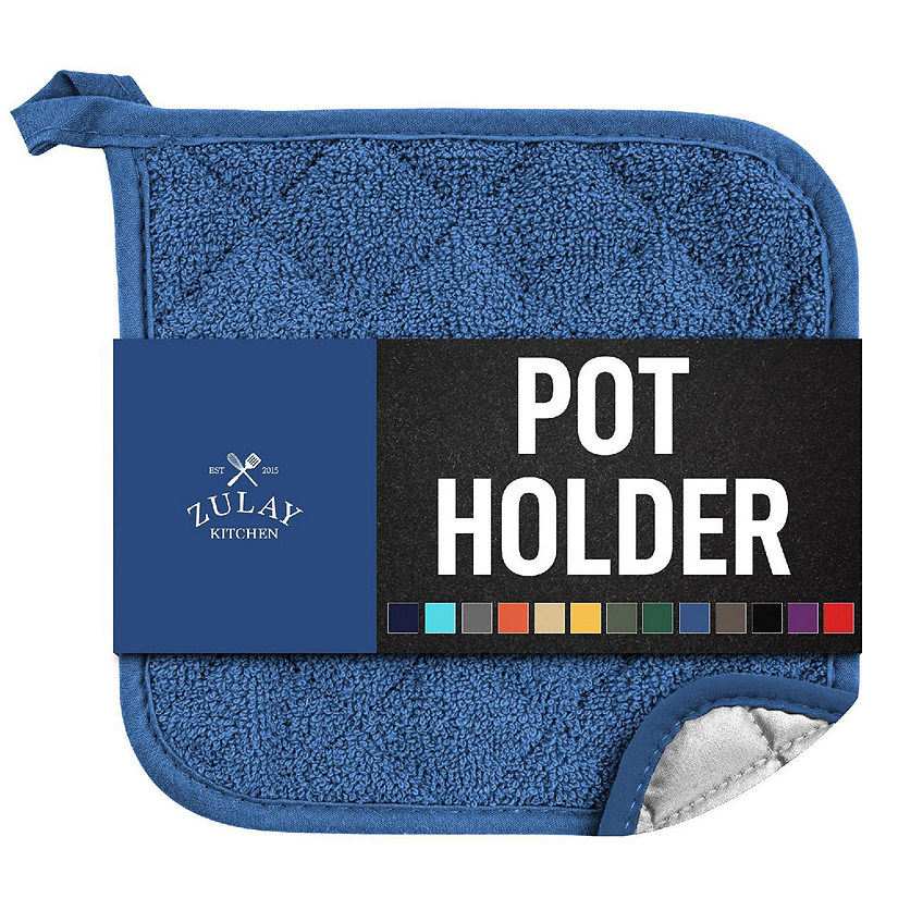 Zulay Kitchen Pot Holder - Single Pack Quilted Terry Cloth Potholders 7x7 Inch - Royal Blue Image