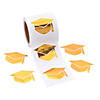 1 1/2" Gold Graduation Mortarboard Paper Sticker Roll &#8211; 100 Pc. Image 1
