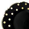 10.25" Black with Gold Dots Round Blossom Disposable Plastic Dinner Plates (50 Plates) Image 1