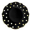 10.25" Black with Gold Dots Round Blossom Disposable Plastic Dinner Plates (50 Plates) Image 1